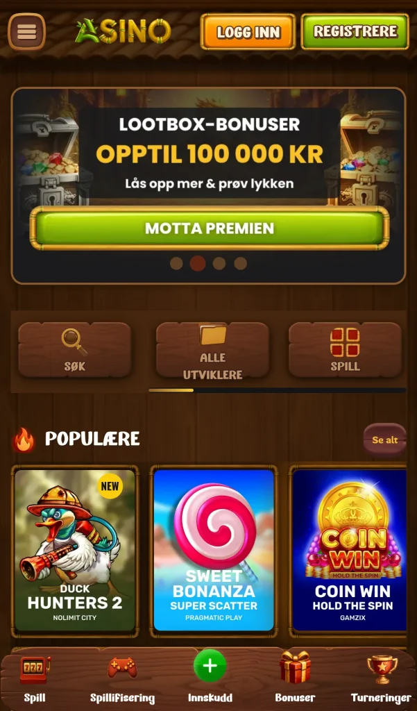 Forsiden sett fra norsk mobil