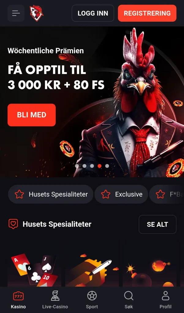 Forsiden sett fra norsk mobil