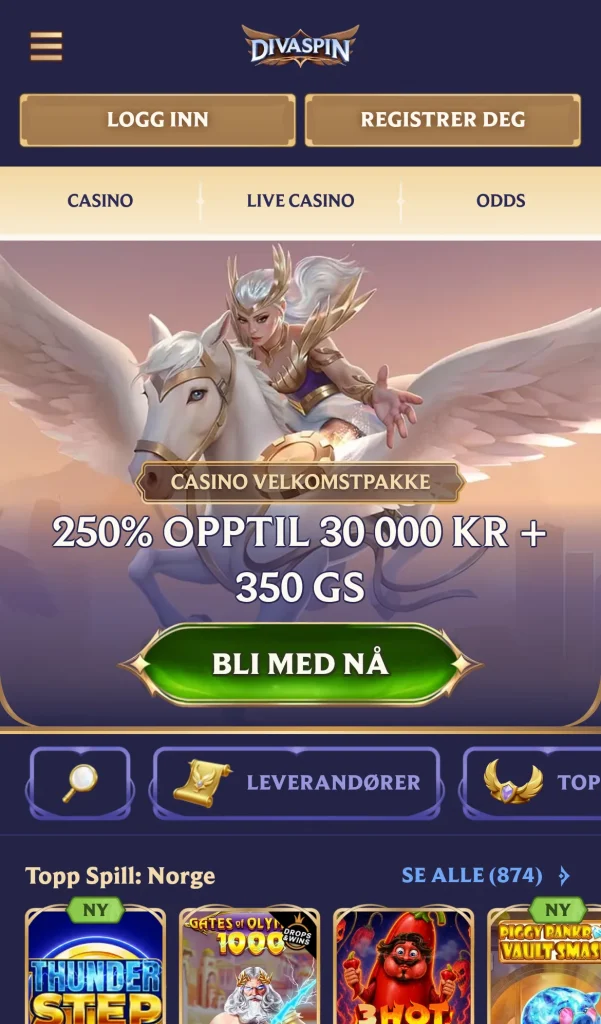 Forsiden sett fra norsk mobil