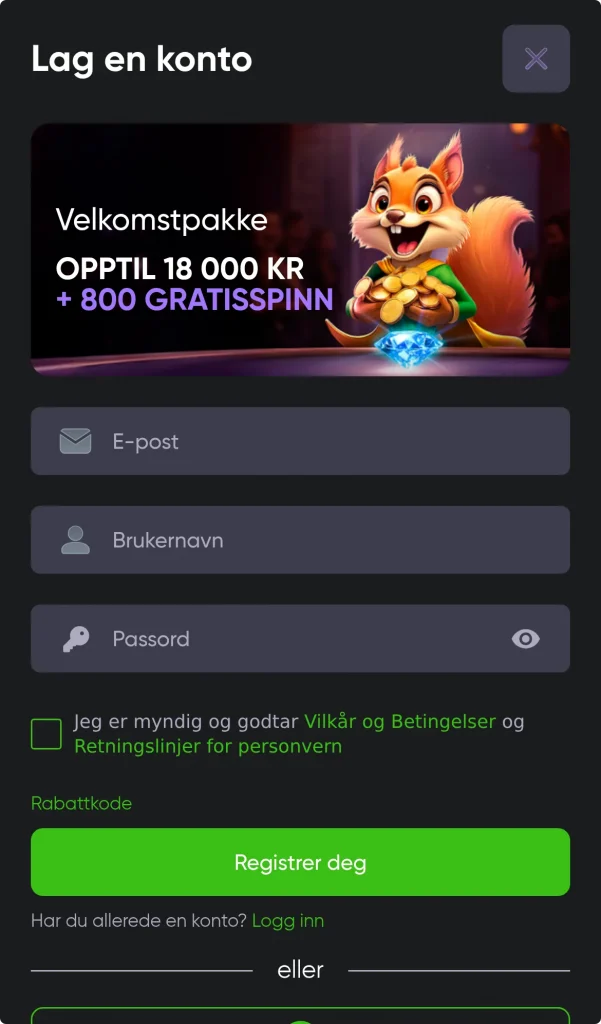 Forsiden sett fra norsk mobil