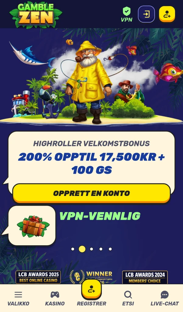 Forsiden sett fra norsk mobil