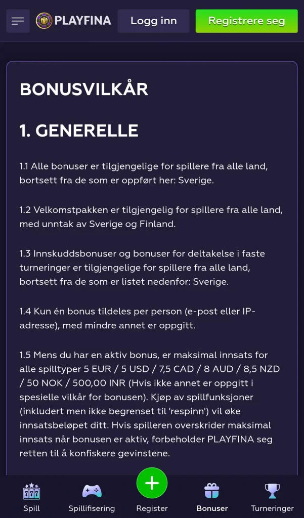 Bonusvilkarene
