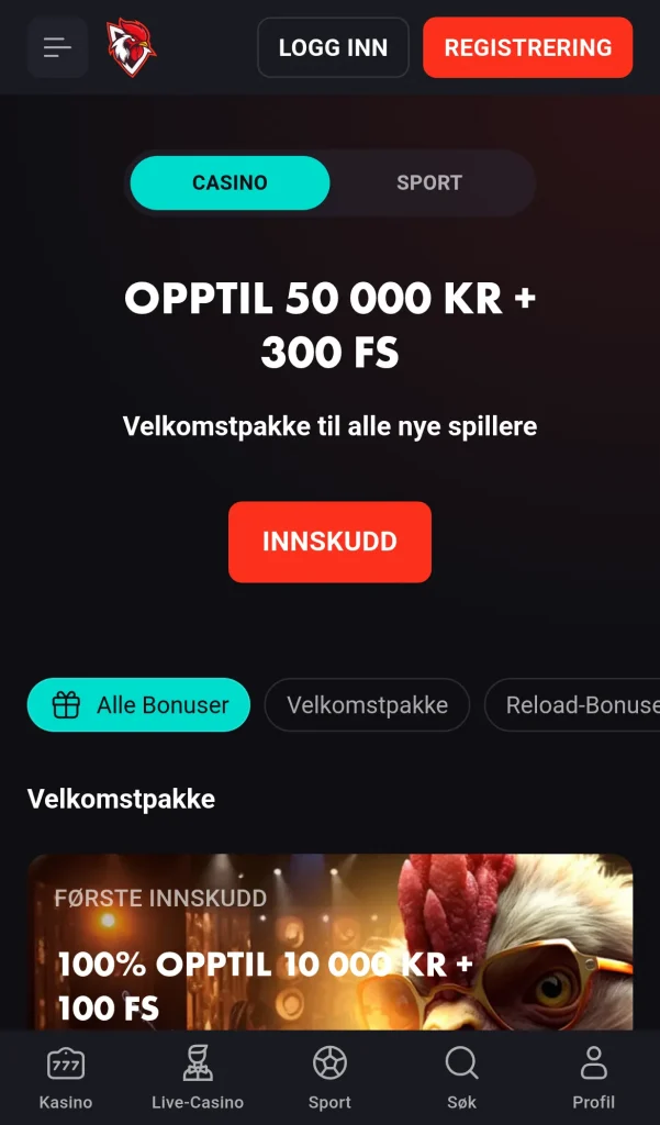 Kampanjesiden med tilbudene