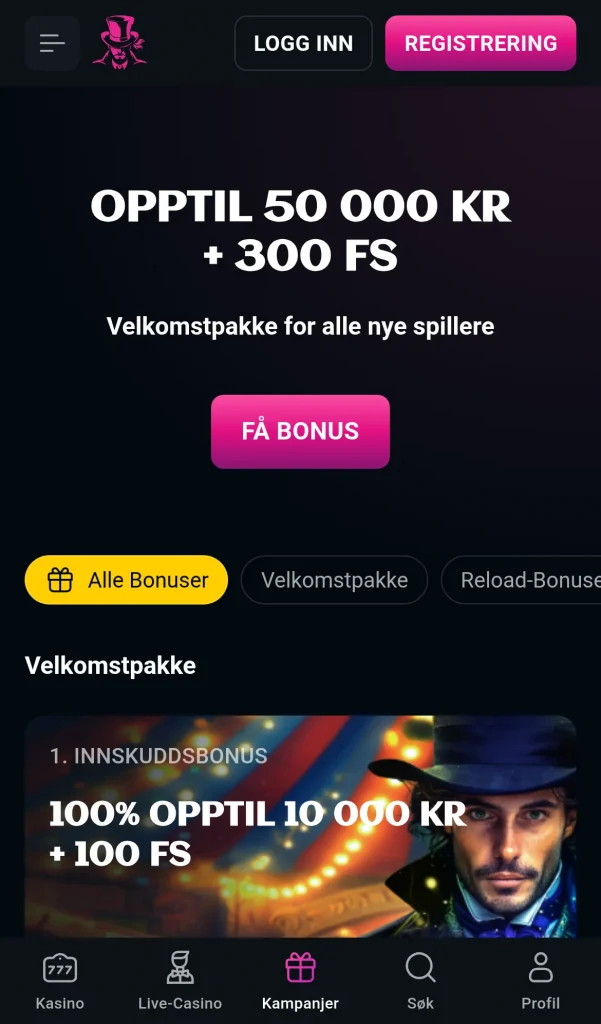 Kampanjesiden med tilbudene