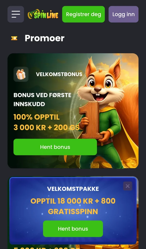 Kampanjesiden med tilbudene