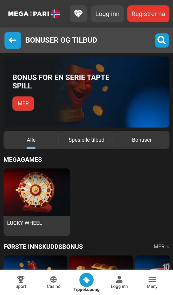 Kampanjesiden med tilbudene