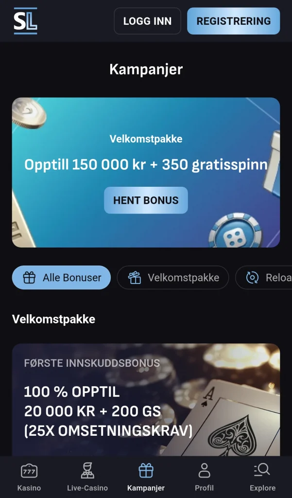 Kampanjesiden med tilbudene