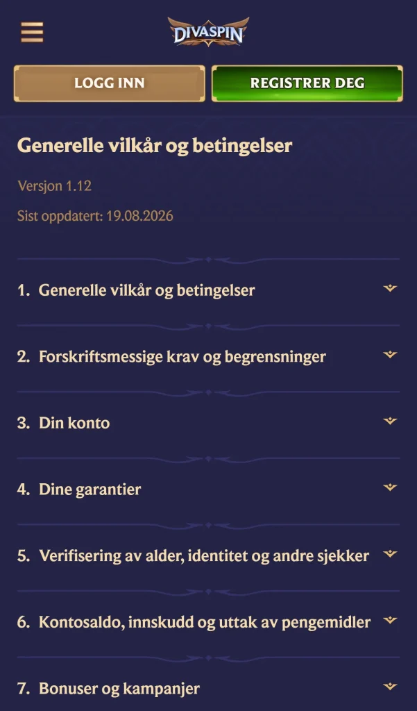 Vilkar og betingelser