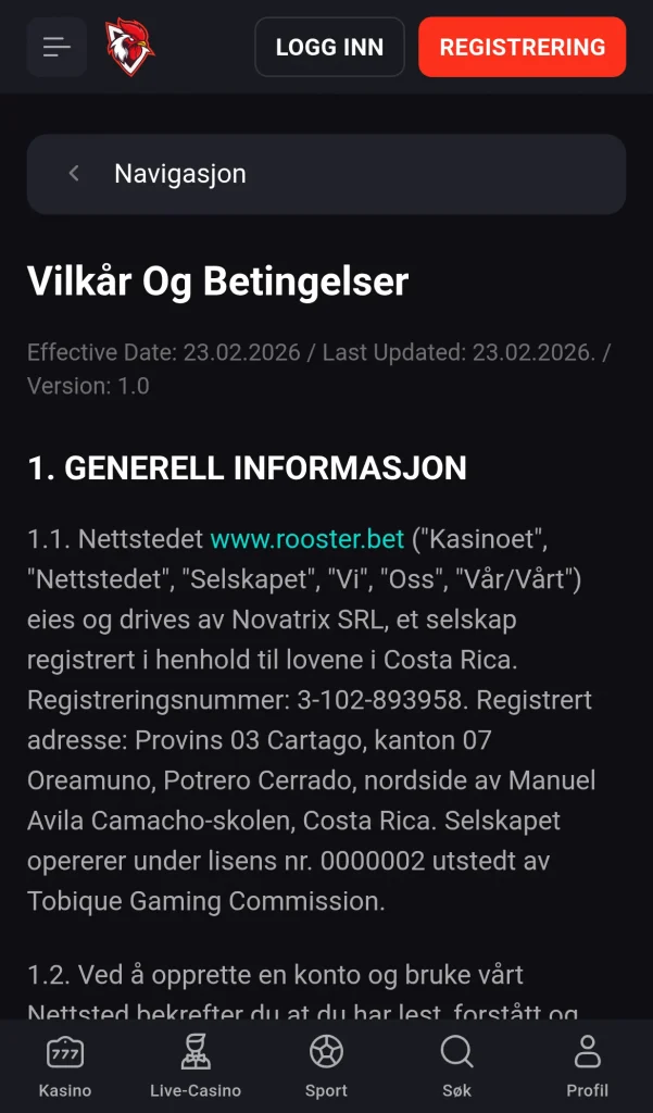 Vilkar og betingelser